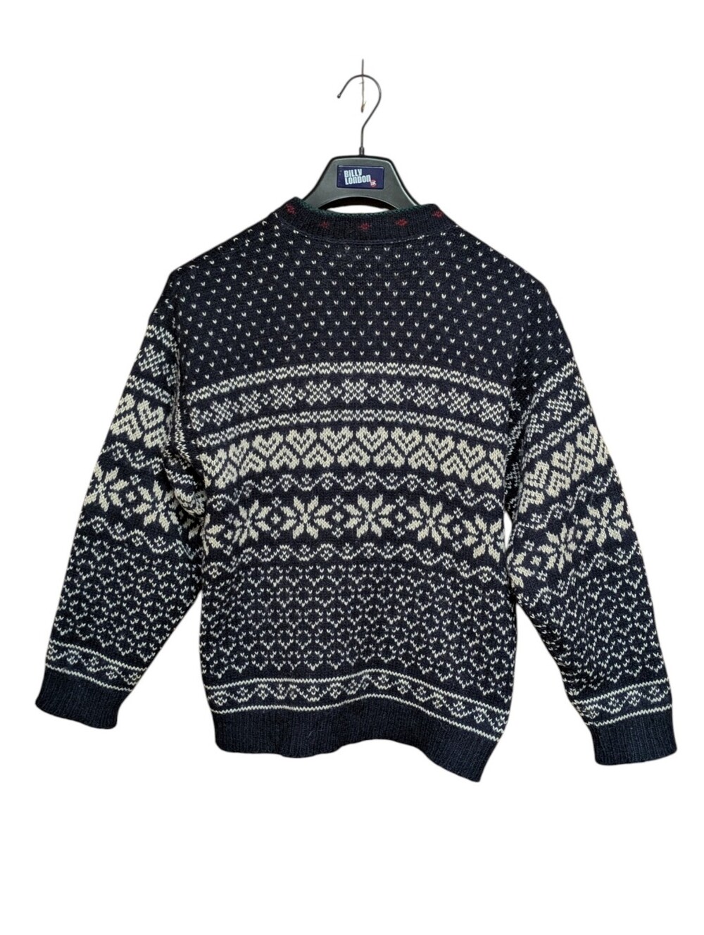 L.L. Bean Vintage Wool Fair Isle Navy Cardigan Size Large - Picture 3 of 7